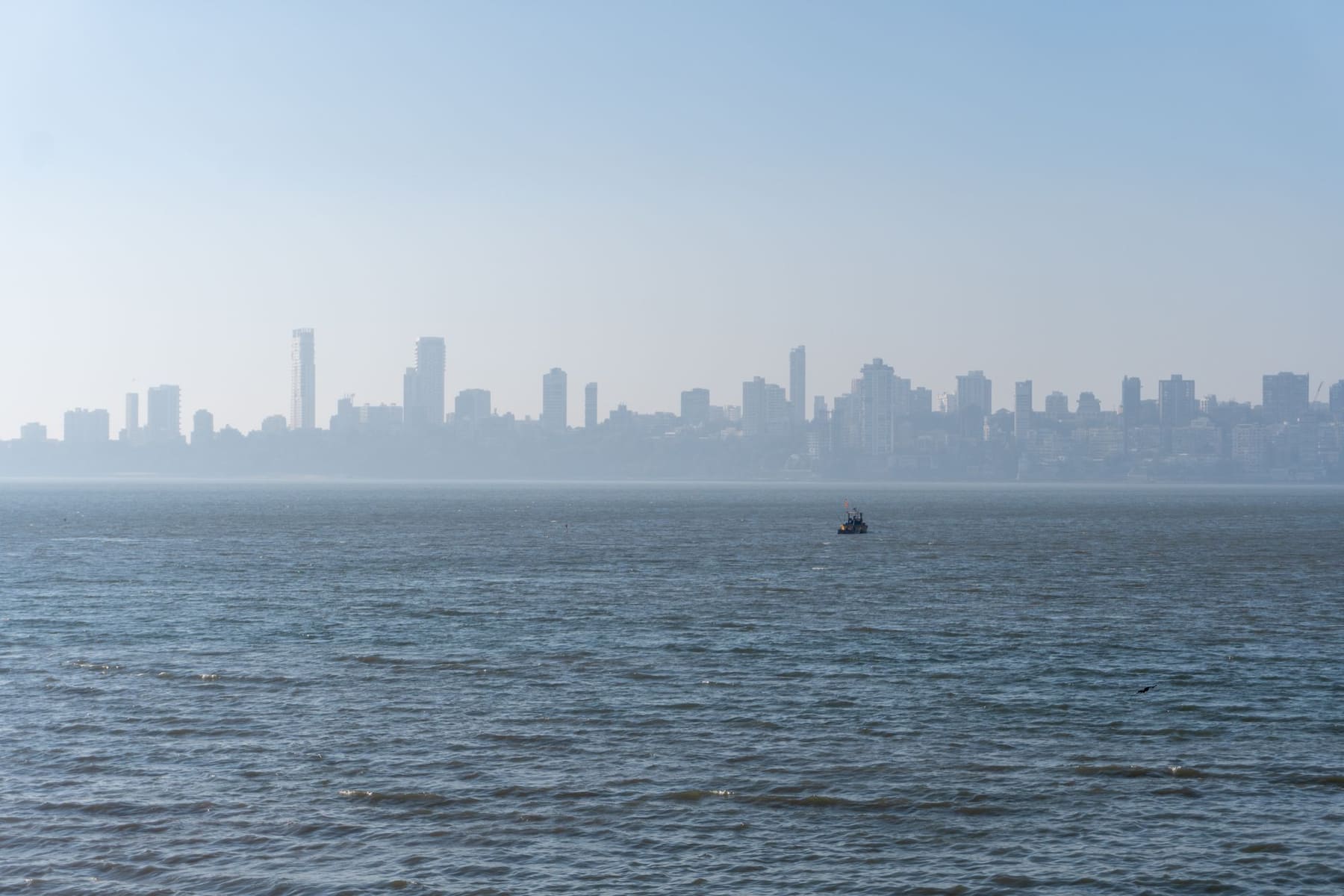 The Mumbai skyline seen across the Arabian Sea